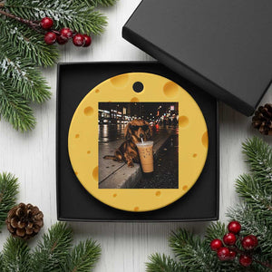 Dachshund Iced Coffee Ceramic Ornament Grunge Meme Graphic Funny Weiner Dog Lovers Dad