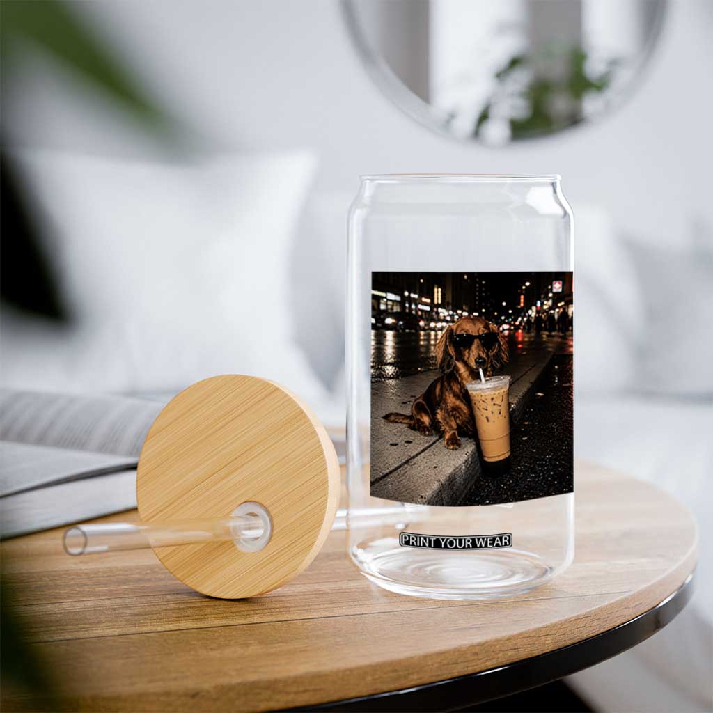 Dachshund Iced Coffee Glass Can Grunge Meme Graphic Funny Weiner Dog Lovers Dad