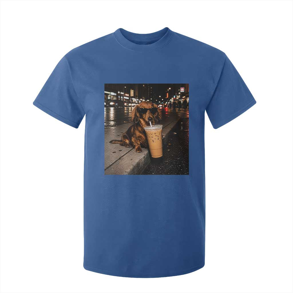 Dachshund Iced Coffee T Shirt For Kid Grunge Meme Graphic Funny Weiner Dog Lovers Dad