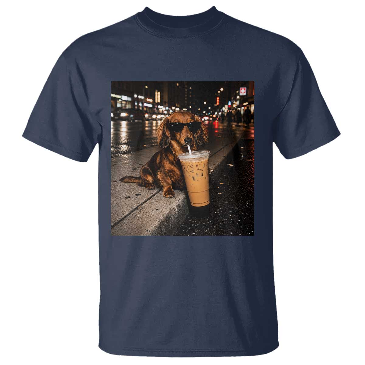 Dachshund Iced Coffee T Shirt Grunge Meme Graphic Funny Weiner Dog Lovers Dad