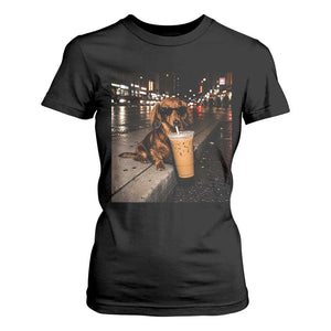 Dachshund Iced Coffee T Shirt For Women Grunge Meme Graphic Funny Weiner Dog Lovers Dad