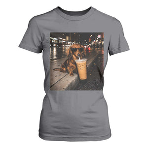Dachshund Iced Coffee T Shirt For Women Grunge Meme Graphic Funny Weiner Dog Lovers Dad
