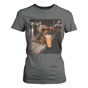 Dachshund Iced Coffee T Shirt For Women Grunge Meme Graphic Funny Weiner Dog Lovers Dad