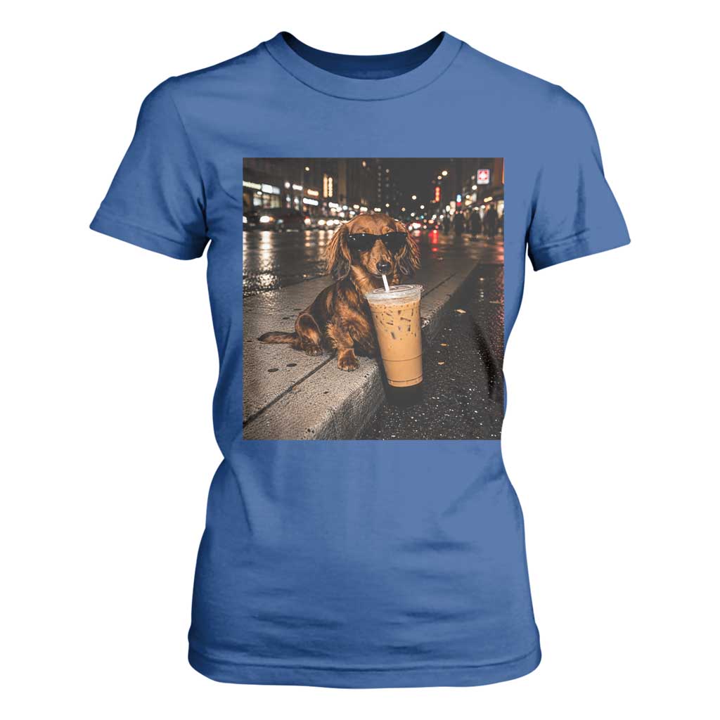 Dachshund Iced Coffee T Shirt For Women Grunge Meme Graphic Funny Weiner Dog Lovers Dad