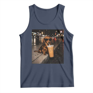 Dachshund Iced Coffee Tank Top Grunge Meme Graphic Funny Weiner Dog Lovers Dad