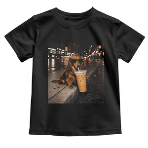 Dachshund Iced Coffee Toddler T Shirt Grunge Meme Graphic Funny Weiner Dog Lovers Dad