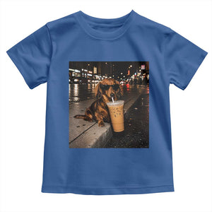Dachshund Iced Coffee Toddler T Shirt Grunge Meme Graphic Funny Weiner Dog Lovers Dad