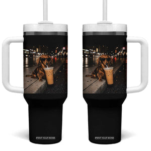 Dachshund Iced Coffee Tumbler With Handle Grunge Meme Graphic Funny Weiner Dog Lovers Dad