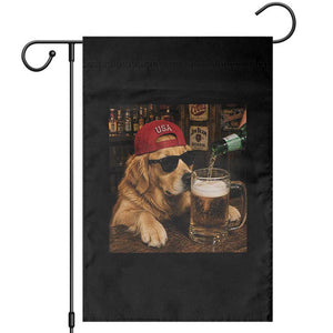 Funny Golden Retriever Drinking Beer Garden Flag Silly Dog Meme Graphic Sarcastic Gift