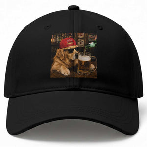 Funny Golden Retriever Drinking Beer Baseball Cap Silly Dog Meme Graphic Sarcastic Gift
