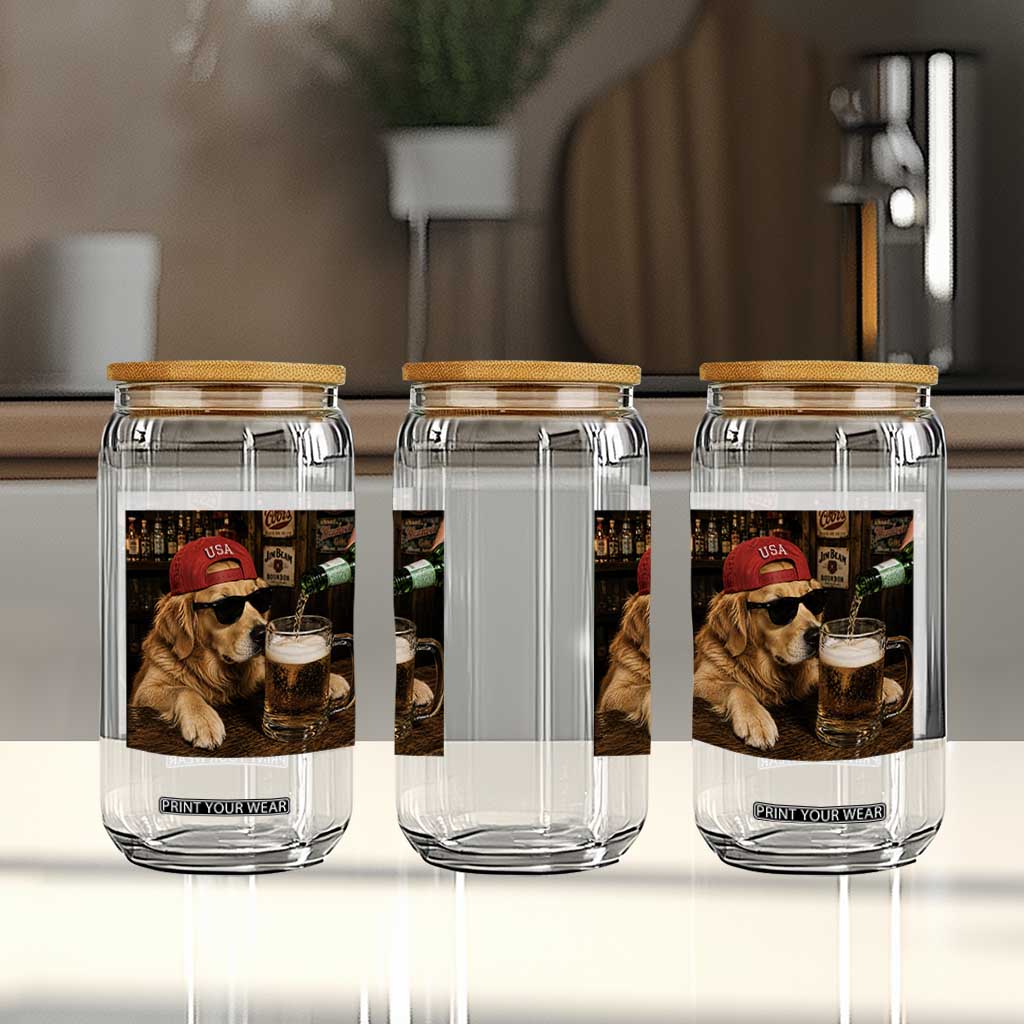 Funny Golden Retriever Drinking Beer Glass Can Silly Dog Meme Graphic Sarcastic Gift