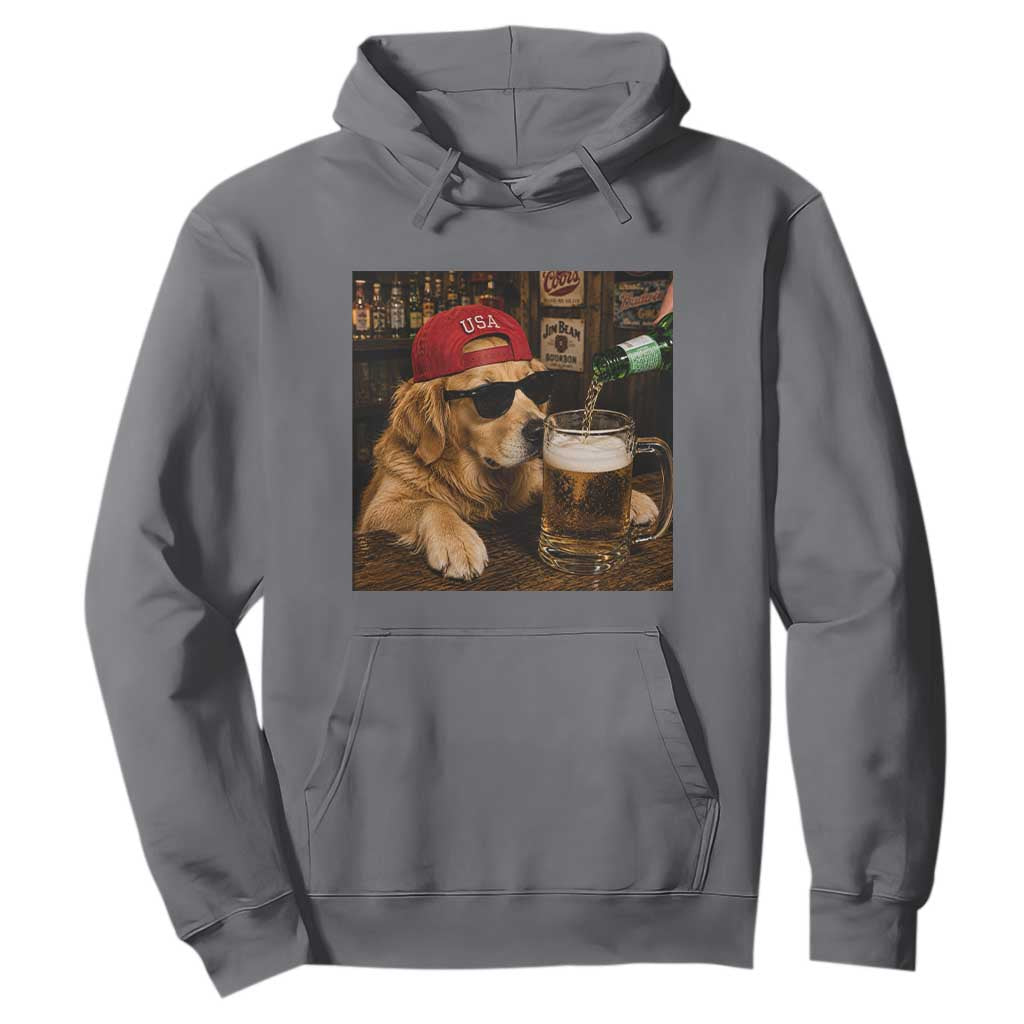 Funny Golden Retriever Drinking Beer Hoodie Silly Dog Meme Graphic Sarcastic Gift
