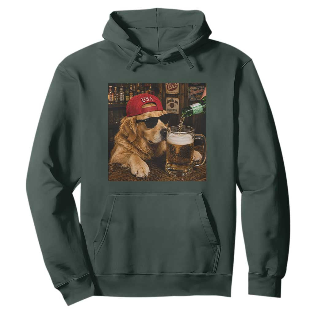 Funny Golden Retriever Drinking Beer Hoodie Silly Dog Meme Graphic Sarcastic Gift