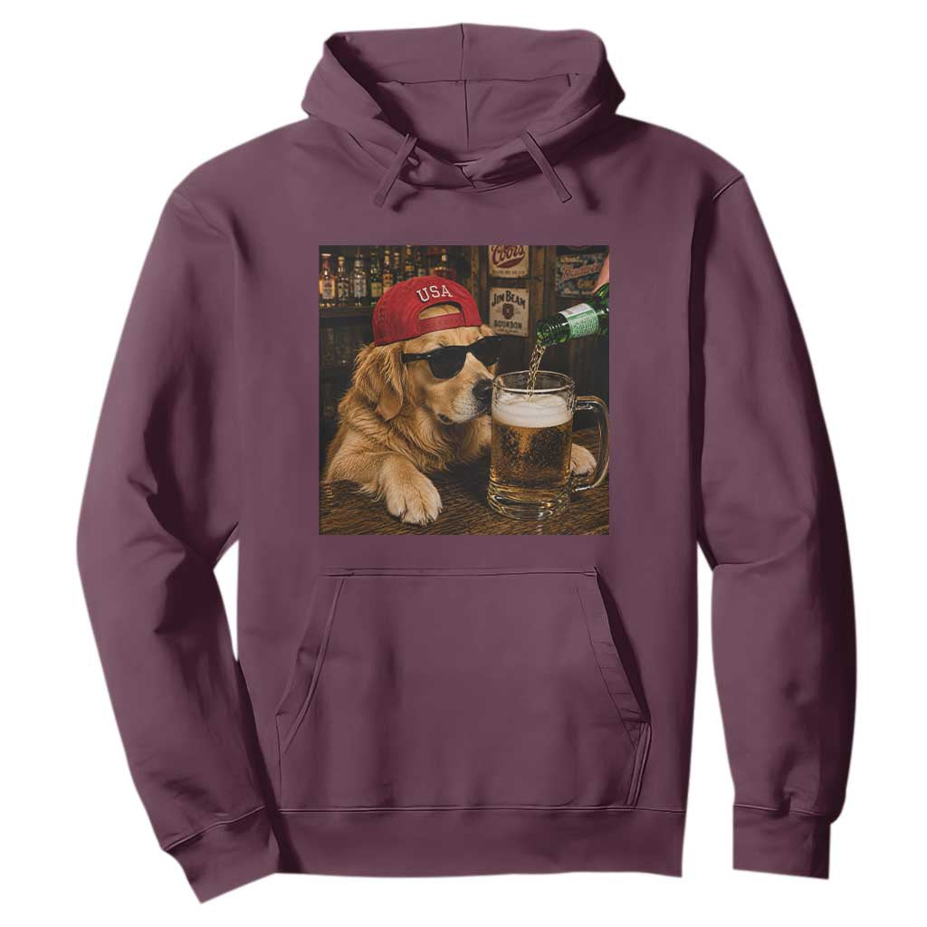 Funny Golden Retriever Drinking Beer Hoodie Silly Dog Meme Graphic Sarcastic Gift