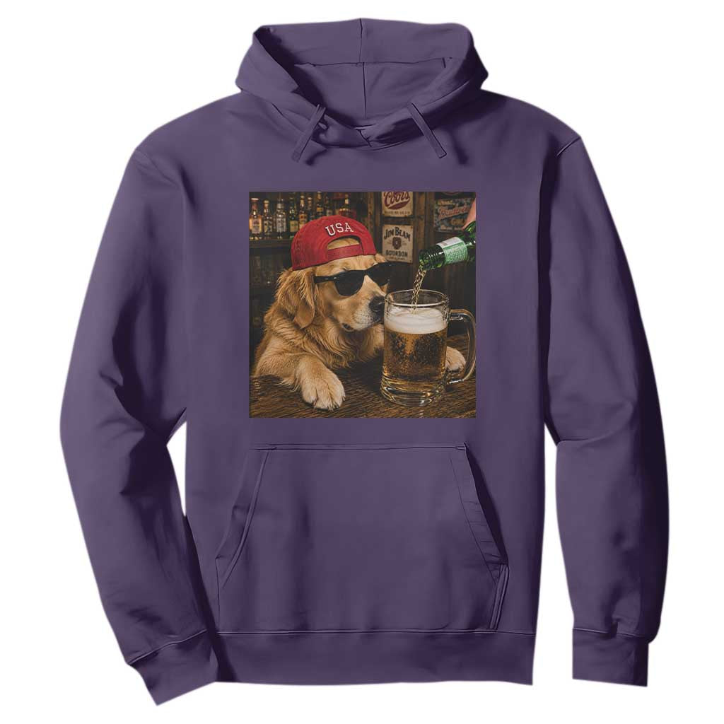Funny Golden Retriever Drinking Beer Hoodie Silly Dog Meme Graphic Sarcastic Gift