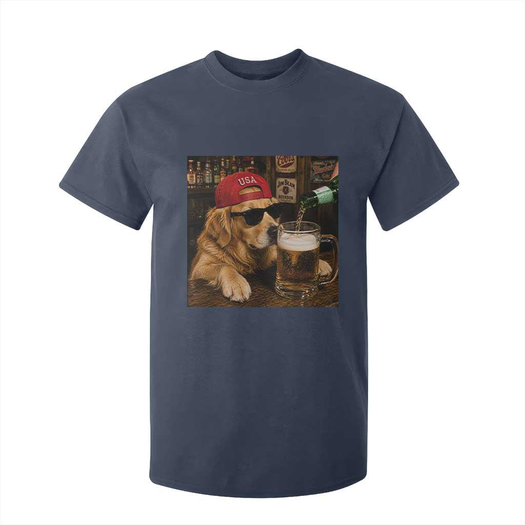 Funny Golden Retriever Drinking Beer T Shirt For Kid Silly Dog Meme Graphic Sarcastic Gift