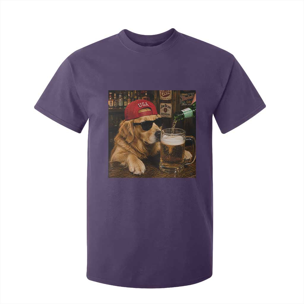 Funny Golden Retriever Drinking Beer T Shirt For Kid Silly Dog Meme Graphic Sarcastic Gift