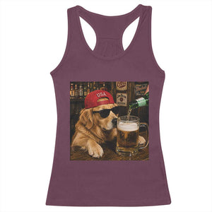 Funny Golden Retriever Drinking Beer Racerback Tank Top Silly Dog Meme Graphic Sarcastic Gift