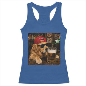 Funny Golden Retriever Drinking Beer Racerback Tank Top Silly Dog Meme Graphic Sarcastic Gift