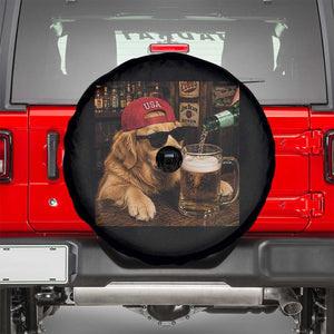 Funny Golden Retriever Drinking Beer Spare Tire Cover Silly Dog Meme Graphic Sarcastic Gift