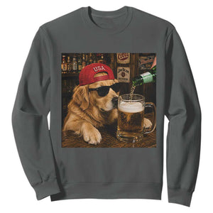 Funny Golden Retriever Drinking Beer Sweatshirt Silly Dog Meme Graphic Sarcastic Gift