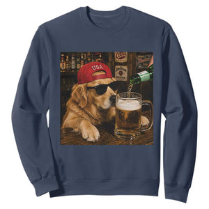 Funny Golden Retriever Drinking Beer Sweatshirt Silly Dog Meme Graphic Sarcastic Gift