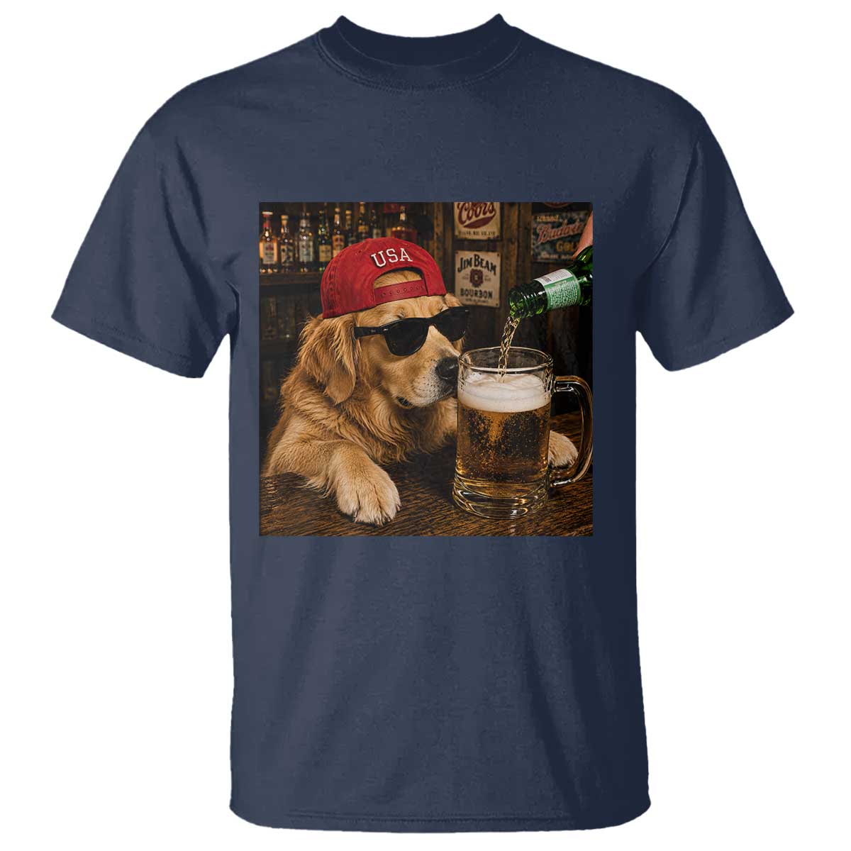 Funny Golden Retriever Drinking Beer T Shirt Silly Dog Meme Graphic Sarcastic Gift