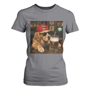 Funny Golden Retriever Drinking Beer T Shirt For Women Silly Dog Meme Graphic Sarcastic Gift