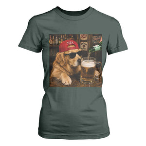 Funny Golden Retriever Drinking Beer T Shirt For Women Silly Dog Meme Graphic Sarcastic Gift