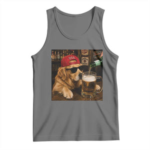 Funny Golden Retriever Drinking Beer Tank Top Silly Dog Meme Graphic Sarcastic Gift