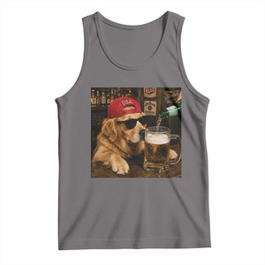 Funny Golden Retriever Drinking Beer Tank Top Silly Dog Meme Graphic Sarcastic Gift