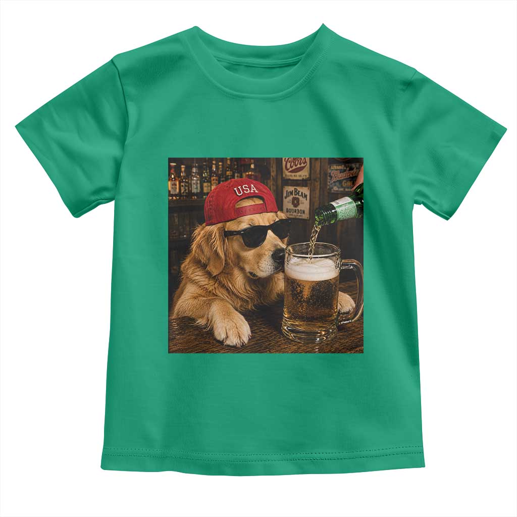 Funny Golden Retriever Drinking Beer Toddler T Shirt Silly Dog Meme Graphic Sarcastic Gift