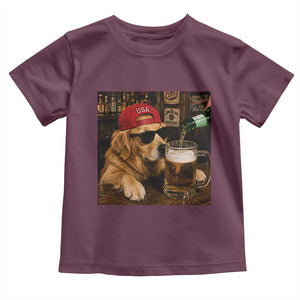 Funny Golden Retriever Drinking Beer Toddler T Shirt Silly Dog Meme Graphic Sarcastic Gift