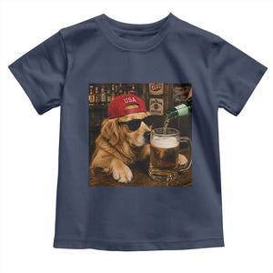 Funny Golden Retriever Drinking Beer Toddler T Shirt Silly Dog Meme Graphic Sarcastic Gift