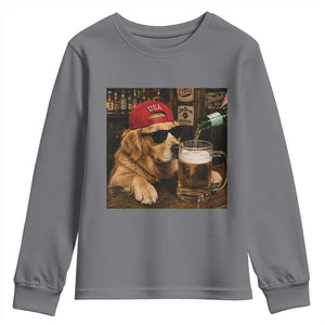 Funny Golden Retriever Drinking Beer Youth Sweatshirt Silly Dog Meme Graphic Sarcastic Gift