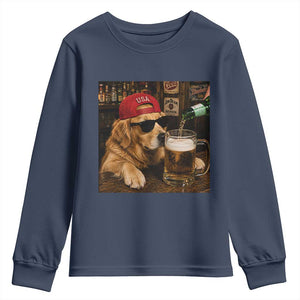 Funny Golden Retriever Drinking Beer Youth Sweatshirt Silly Dog Meme Graphic Sarcastic Gift