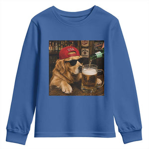 Funny Golden Retriever Drinking Beer Youth Sweatshirt Silly Dog Meme Graphic Sarcastic Gift