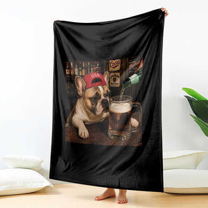 French Bulldog Drinking Beer Throw Blanket Silly Dog Meme Graphic Sarcastic Gift