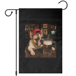French Bulldog Drinking Beer Garden Flag Silly Dog Meme Graphic Sarcastic Gift