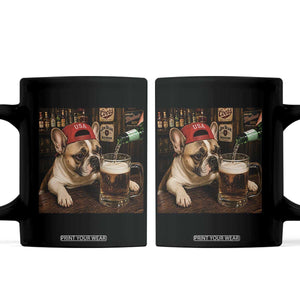 French Bulldog Drinking Beer Coffee Mug Silly Dog Meme Graphic Sarcastic Gift