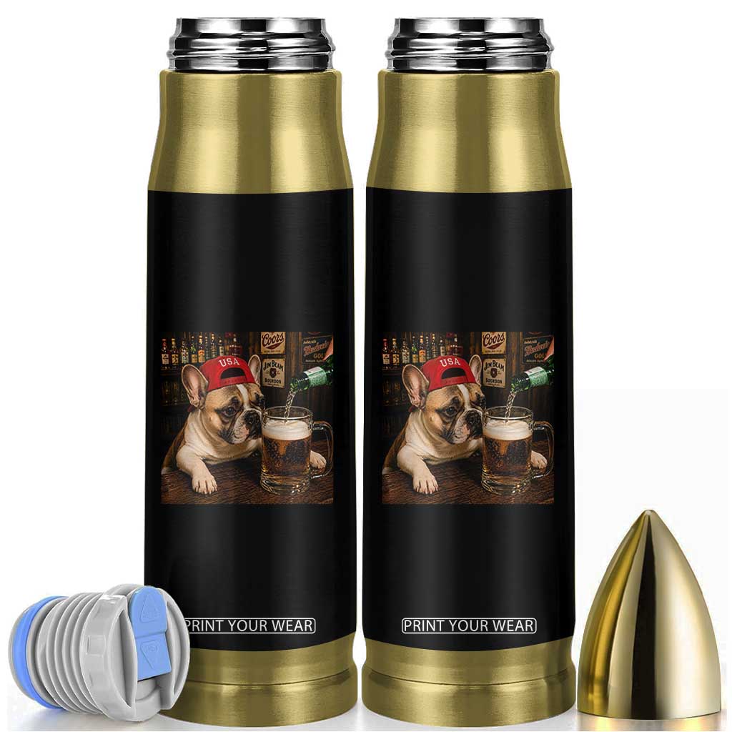 French Bulldog Drinking Beer Bullet Tumbler Silly Dog Meme Graphic Sarcastic Gift TS10 Black Print Your Wear