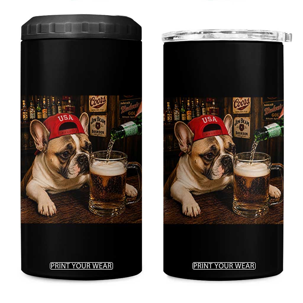 French Bulldog Drinking Beer 4 in 1 Can Cooler Tumbler Silly Dog Meme Graphic Sarcastic Gift TS10 One Size: 16 oz Black Print Your Wear