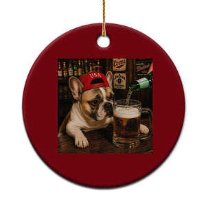 French Bulldog Drinking Beer Ceramic Ornament Silly Dog Meme Graphic Sarcastic Gift