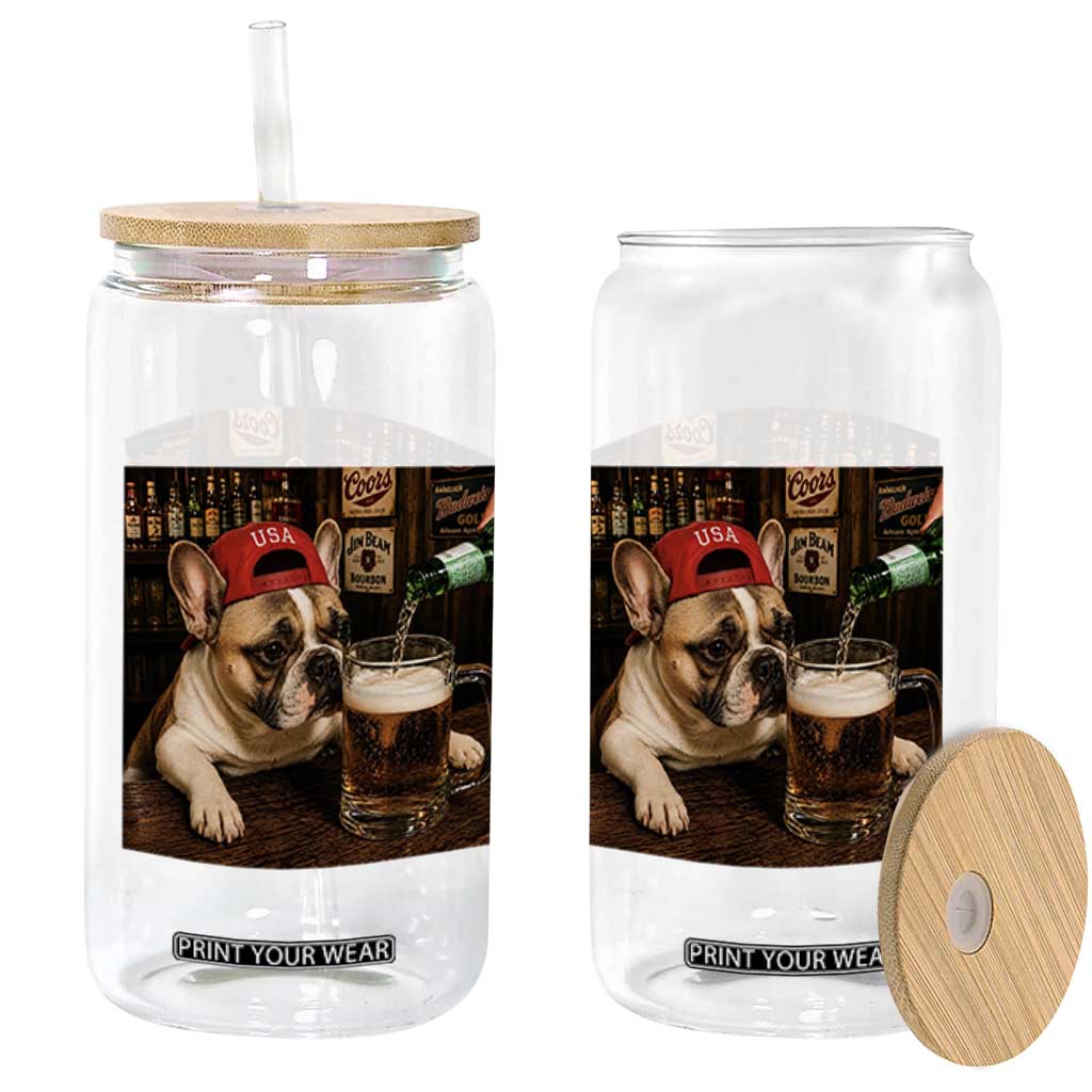 French Bulldog Drinking Beer Glass Can Silly Dog Meme Graphic Sarcastic Gift