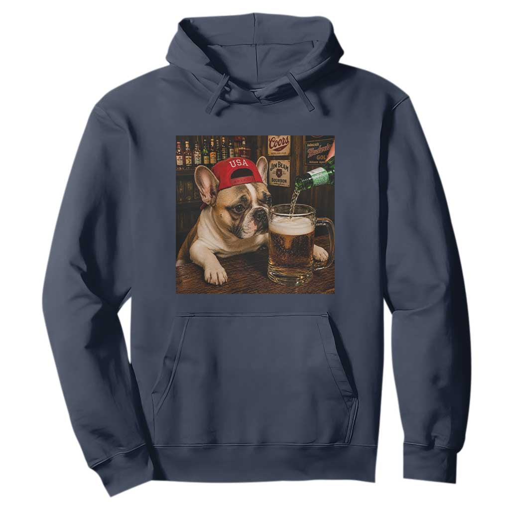 French Bulldog Drinking Beer Hoodie Silly Dog Meme Graphic Sarcastic Gift