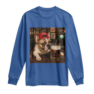 French Bulldog Drinking Beer Long Sleeve Shirt Silly Dog Meme Graphic Sarcastic Gift