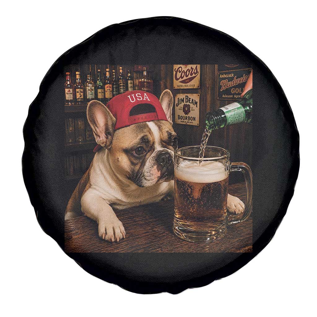 French Bulldog Drinking Beer Spare Tire Cover Silly Dog Meme Graphic Sarcastic Gift
