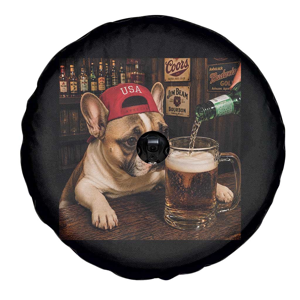 French Bulldog Drinking Beer Spare Tire Cover Silly Dog Meme Graphic Sarcastic Gift