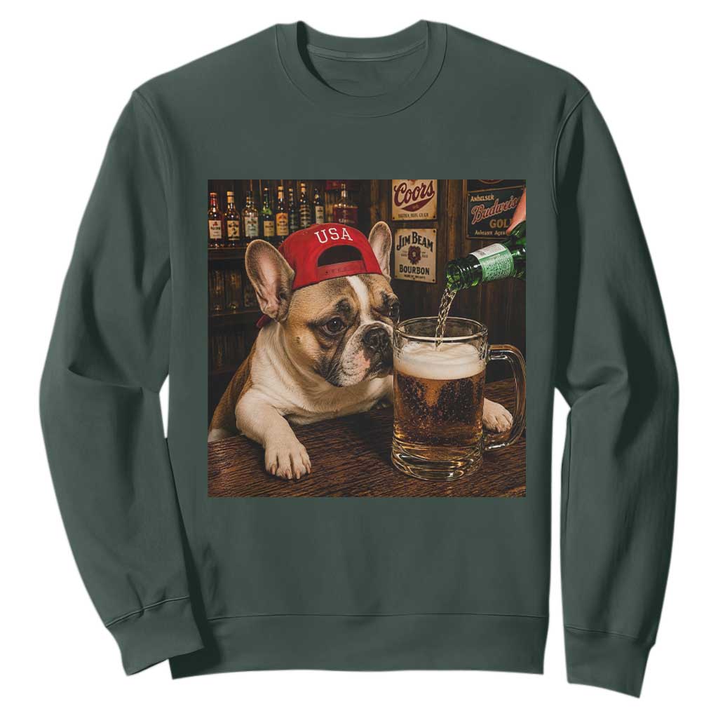French Bulldog Drinking Beer Sweatshirt Silly Dog Meme Graphic Sarcastic Gift