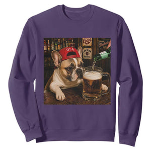 French Bulldog Drinking Beer Sweatshirt Silly Dog Meme Graphic Sarcastic Gift